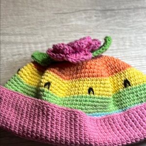 Vibrant Pink Handmade Crocheted Hat with Watermelon Design